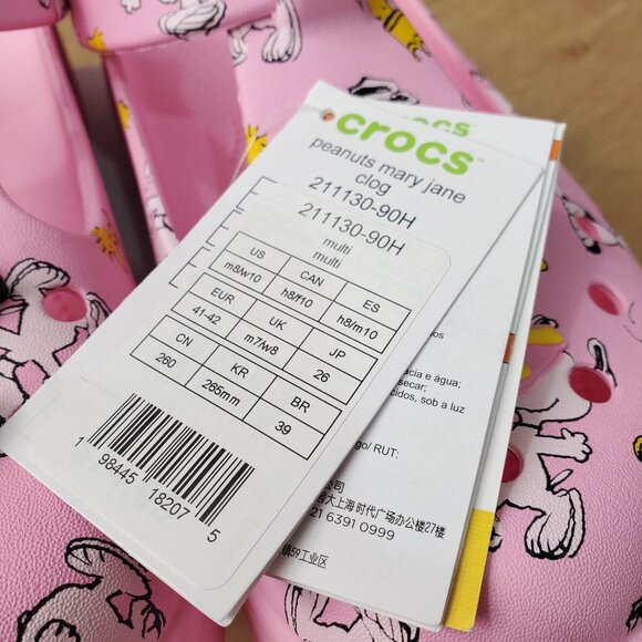 Crocs Peanuts Snoopy Woodstock Mary Jane Clog Pink 211130-90H Womens Size 10 NEW - Picture 5 of 8